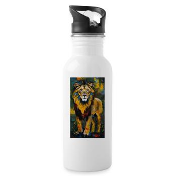 Peinture Lion Peinture Lion Afrique Safari - Gourde avec paille intégrée - blanc - Droite