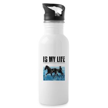 Is my life Trabreiter Trabrennen Trabreiten Retro - Trinkflasche mit integriertem Trinkhalm - Weiß - Rechts