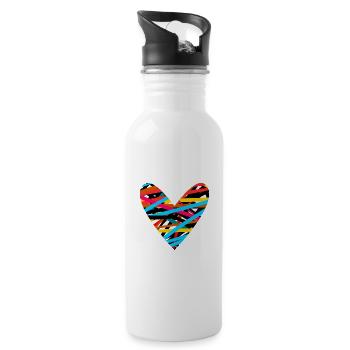 HEART. HEARTS. SAINT VALENTINE. LOVE. LOVE. CHRISTMAS - Water bottle with straw - white - Right