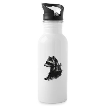 Cute Raccoon Raccoon Nature Baby Raccoon Forest - Water bottle with straw - white - Right