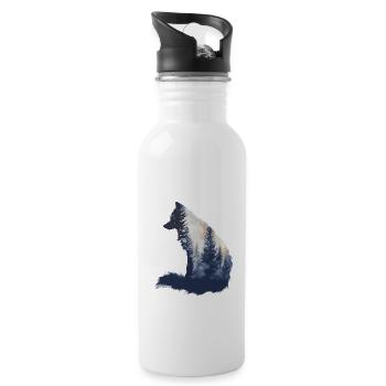 Fox Head Woodland Animal Nature Trees Baby Fox - Water bottle with straw - white - Right
