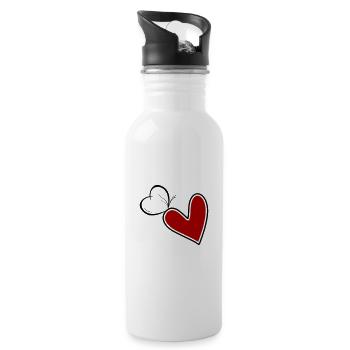 Butterfly heart heart with butterfly - Water bottle with straw - white - Right
