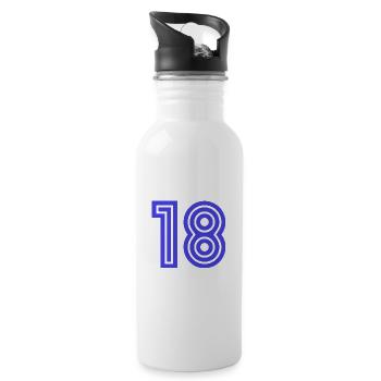 18. 18 ANS. 18e ANNIVERSAIRE. ANNIVERSAIRE 18 ANS. - Gourde avec paille intégrée - blanc - Droite