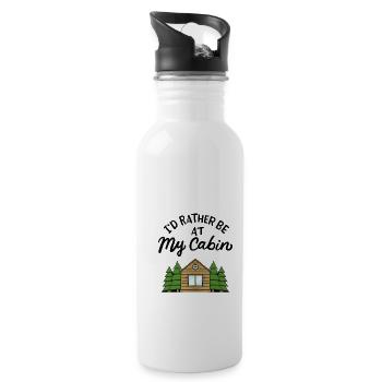 Camping Cabin Forest - Water bottle with straw - white - Right