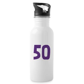 50. 50 ANS. 50e ANNIVERSAIRE. ANNIVERSAIRE 50 ANS. - Gourde avec paille intégrée - blanc - Droite
