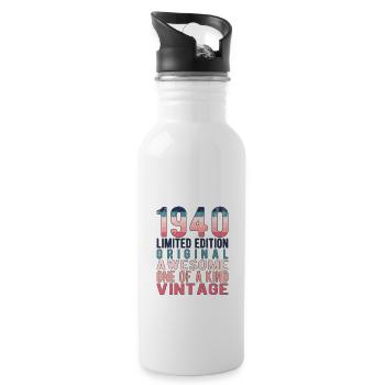 Limited Edition Since 1940 Birthday Vintage 1940's - Water bottle with straw - white - Right
