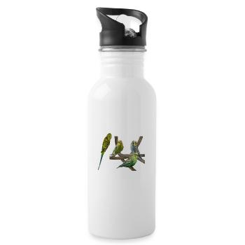 Wellensittiche - Trinkflasche mit integriertem Trinkhalm - Weiß - Rechts