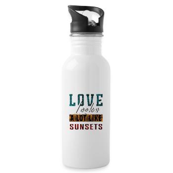 L’amour ressemble beaucoup aux couchers de soleil - Gourde avec paille intégrée - blanc - Droite