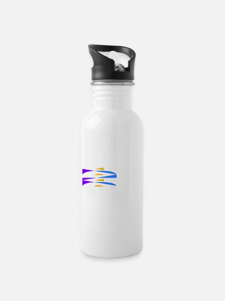 DADA mit Farbauswahl - Trinkflasche mit integriertem Trinkhalm - Weiß