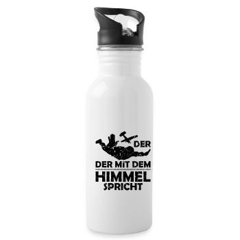 Der Mit Dem Himmel Spricht Fallschirmjäger - Trinkflasche mit integriertem Trinkhalm - Weiß - Rechts