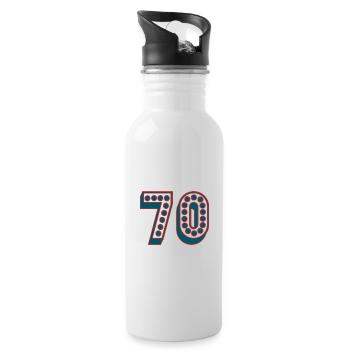 70. 70 ANS. 70e ANNIVERSAIRE. ANNIVERSAIRE 70 ANS. - Gourde avec paille intégrée - blanc - Droite