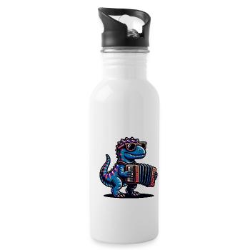 Dino accordionist with sunglasses - Water bottle with straw - white - Right