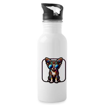 Chihuahua Hippie Love Design Coloré - Gourde avec paille intégrée - blanc - Droite