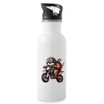 Conception de motocross Enduro paresseux cool - Gourde avec paille intégrée - blanc - Droite