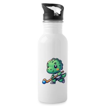 Équipe de joueurs de hockey dinosaure mignon Dino - Gourde avec paille intégrée - blanc - Droite