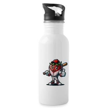 Étoile de baseball à la fraise avec batte - Gourde avec paille intégrée - blanc - Droite