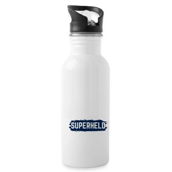 Hauptberuflicher Superheld Ehemann, Papa, Opa - Trinkflasche mit integriertem Trinkhalm - Weiß - Rechts