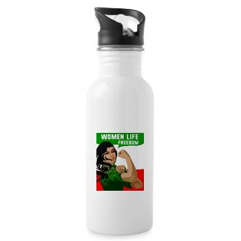 women life freedom,iran,free women, free iran,frau - Trinkflasche mit integriertem Trinkhalm - Weiß - Rechts