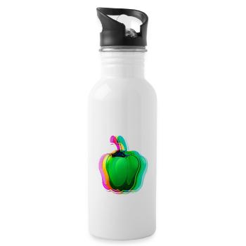 Habanero,chilli, bunt, verlauf ,schein - Trinkflasche mit integriertem Trinkhalm - Weiß - Rechts