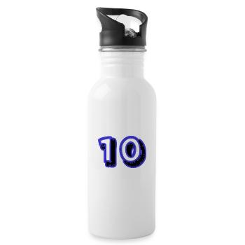 10. 10 YEARS. 10th ANNIVERSARY. 10 YEAR ANNIVERSARY. - Water bottle with straw - white - Right