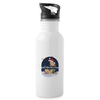 Toller Jacqueline-Name mit Weihnachtsmütze im Weihnachtsthema - Trinkflasche mit integriertem Trinkhalm - Weiß - Rechts