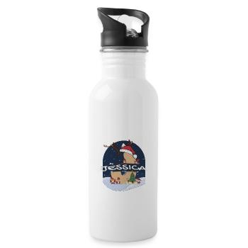 Awesome Jessica Name mit Weihnachtsmütze im Weihnachtsthema - Trinkflasche mit integriertem Trinkhalm - Weiß - Rechts