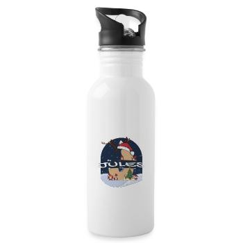 Awesome Jules Name w Santa Hat in Xmas Theme - Water bottle with straw - white - Right