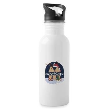 Toller Mancini-Name mit Weihnachtsmütze im Weihnachtsthema - Trinkflasche mit integriertem Trinkhalm - Weiß - Rechts