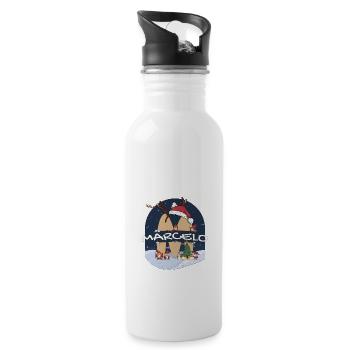 Toller Marcelo-Name mit Weihnachtsmütze im Weihnachtsthema - Trinkflasche mit integriertem Trinkhalm - Weiß - Rechts