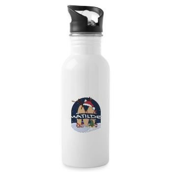 Toller Matilde-Name mit Weihnachtsmütze im Weihnachtsthema - Trinkflasche mit integriertem Trinkhalm - Weiß - Rechts