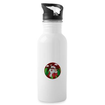 I'm On The Nice List - Funny Christmas Santa - Water bottle with straw - white - Right