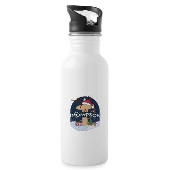 Toller Thompson-Name mit Weihnachtsmütze im Weihnachtsthema - Trinkflasche mit integriertem Trinkhalm - Weiß - Rechts