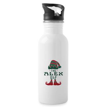 Der Alex Elf Pyjama für lustige Weihnachtsfeiertage - Trinkflasche mit integriertem Trinkhalm - Weiß - Rechts