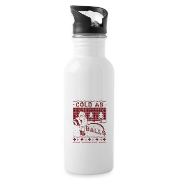 Peeing Santa Cold As Balls Xmas Funny Christmas - Water bottle with straw - white - Right