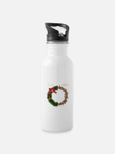 Jesus - Das ist die Jahreszeit Das ist der Grund - Trinkflasche mit integriertem Trinkhalm - Weiß