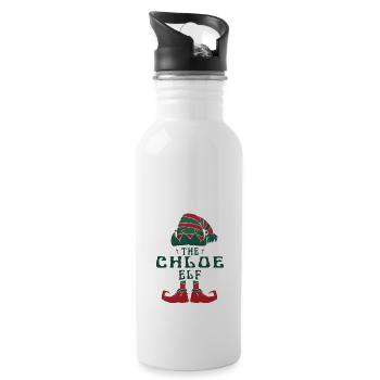 Chloe Elf Personalisierter Name Weihnachtsfamilie - Trinkflasche mit integriertem Trinkhalm - Weiß - Rechts