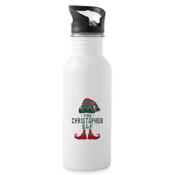 Christopher Elf personnalisé nom Noël - Gourde avec paille intégrée - blanc - Droite