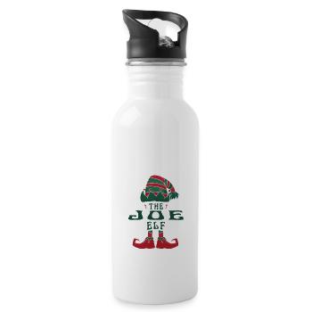 Joe Elf Personalisierter Name Weihnachtsfamilie - Trinkflasche mit integriertem Trinkhalm - Weiß - Rechts