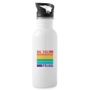 Sei du LGBTQ Schwul Lesbisch Pride Verbündeter Regenbogenflagge - Trinkflasche mit integriertem Trinkhalm - Weiß - Rechts