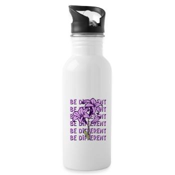 BE DIFFERENT – Purple Lilies Flowers Botanical - Water bottle with straw - white - Right