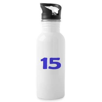 15. 15 ANS. 15e ANNIVERSAIRE. ANNIVERSAIRE 15 ANS. - Gourde avec paille intégrée - blanc - Droite