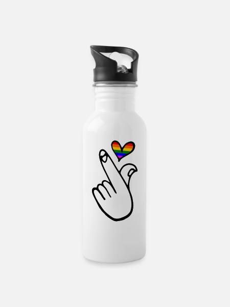 Lgbtq - Trinkflasche mit integriertem Trinkhalm - Weiß