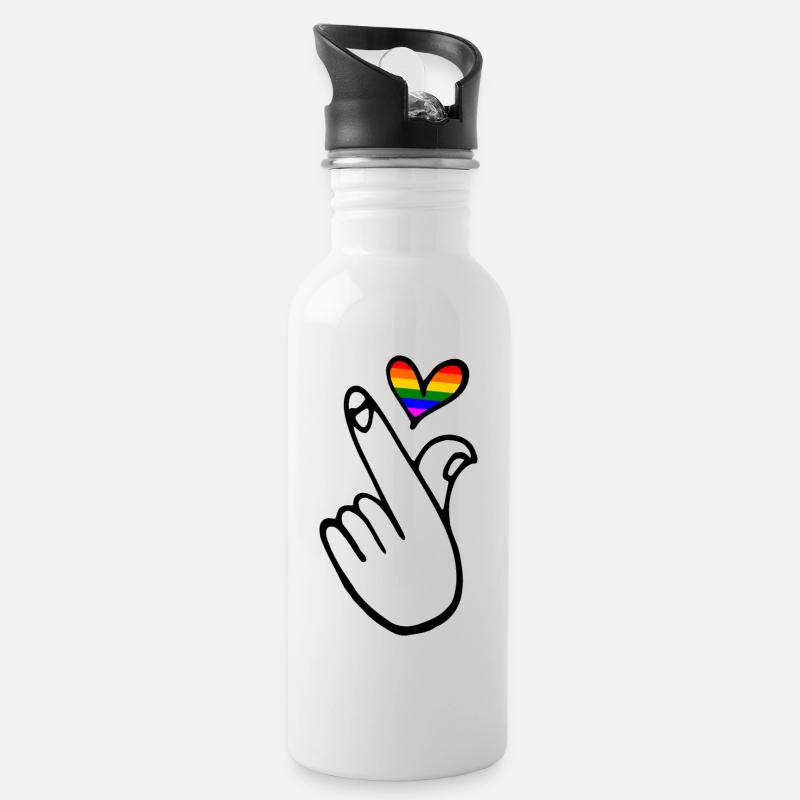 Lgbtq - Trinkflasche mit integriertem Trinkhalm - Weiß
