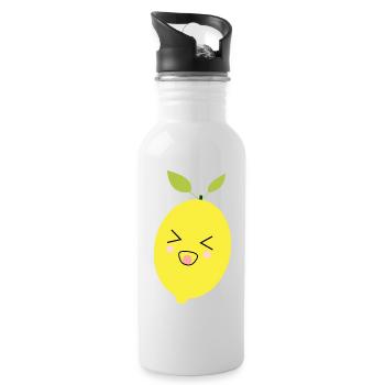 Kawaii Zitrone Kawaii Früchte Kawaii Kinder Design - Trinkflasche mit integriertem Trinkhalm - Weiß - Rechts