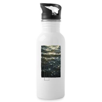 Wellen (EPHEMERAL-Serie) - Trinkflasche mit integriertem Trinkhalm - Weiß - Rechts