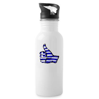 Greece Flag All Clear Icon - Water bottle with straw - white - Right