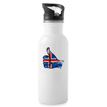 Iceland Flag All Clear Icon Used - Water bottle with straw - white - Right