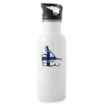 Finland Flag All Clear Icon Used - Water bottle with straw - white - Right