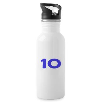 10. 10 JAHRE. 10-JÄHRIGES JUBILÄUM. 10-JÄHRIGES JUBILÄUM. - Trinkflasche mit integriertem Trinkhalm - Weiß - Rechts
