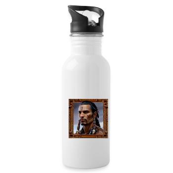 Homme de tribu amérindienne - Gourde avec paille intégrée - blanc - Droite
